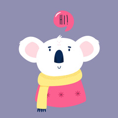 Wall Mural - Funny illustration of smiling koala saying HI
