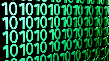 Binary code background 0101 computer program data coding technology 3D rendering.
