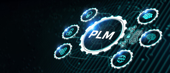 PLM Product lifecycle management system technology concept. Technology, Internet and network concept.