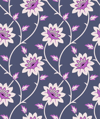 Wall Mural - Seamless textile flower pattern design