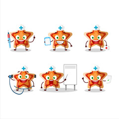 Poster - Doctor profession emoticon with star icon cartoon character