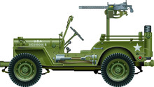 Military Vehicle With Mounted Machine Gun