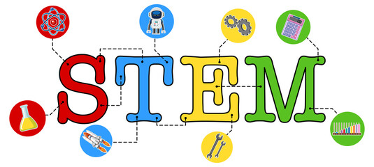 Poster - Colourful STEM education text icon