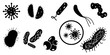Set of bacteria icon. Bacteria, microbes signsSet of bacteria icon. Bacteria, microbes signs. Vector illustration