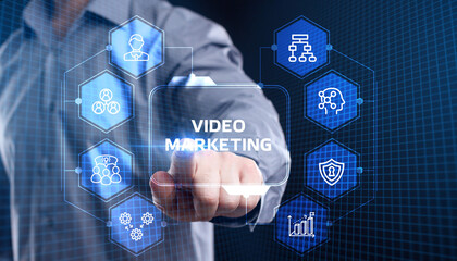 Video marketing and advertising concept on screen.  Business, Technology, Internet and network concept