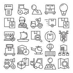 Poster - logistics, shipping and transportation icons set vector illustration