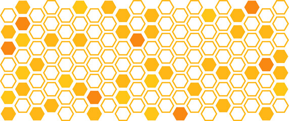 Wall Mural - Abstract orange background with hexagon grid cell on white backdrop.