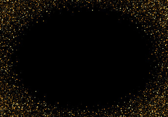 Wall Mural - black background with flaming golden particles.abstract vector festive background with gold glitters