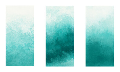 Wall Mural - Set of vertical abstract watercolor gradient backgrounds.  
Teal  color screen wallpaper template. 