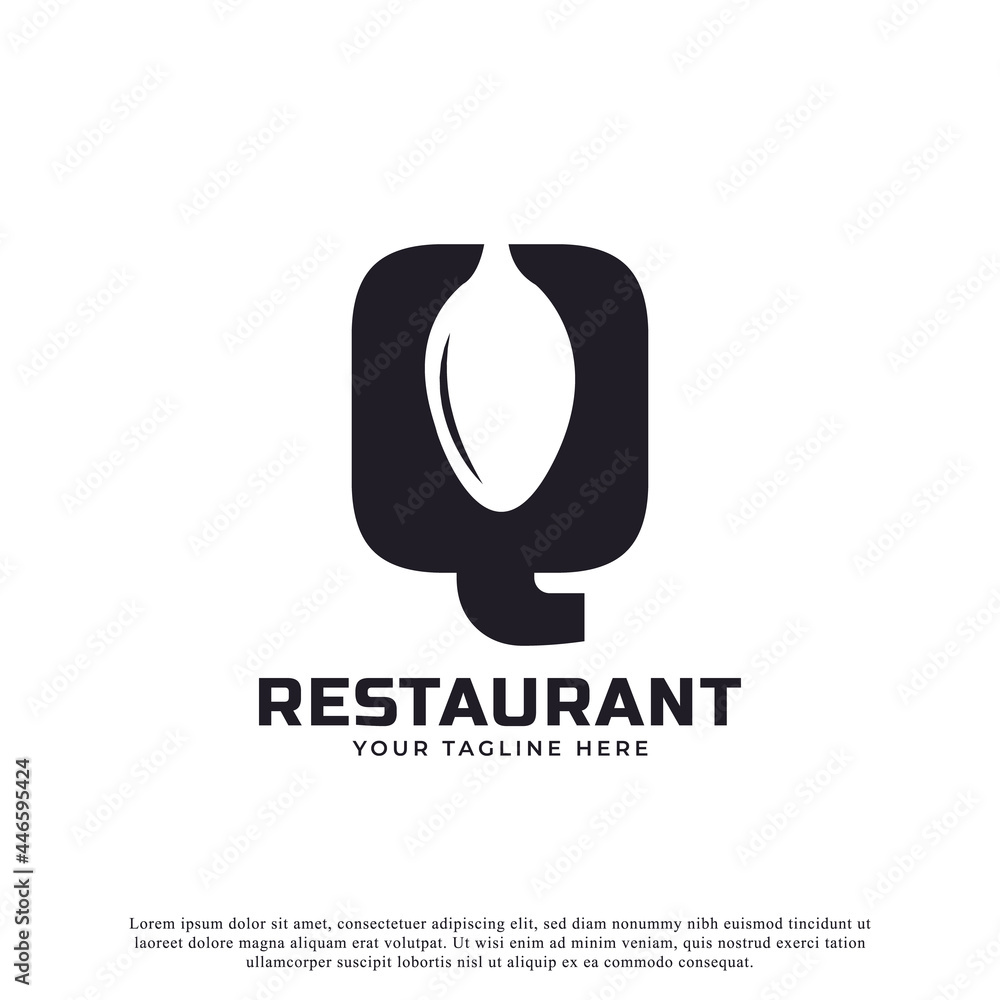 Restaurant Symbol Sign Restaurant Logo. Initial Letter Q with Spoon Fork for Restaurant Logo ...
