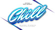 Chill Text in White and Blue with 3D Effect. Editable Text Effect