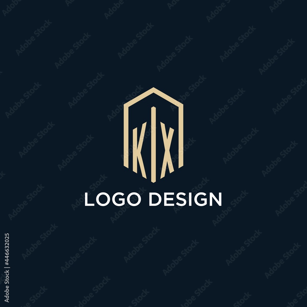 KX initial monogram logo with hexagonal shape style, real estate logo ...