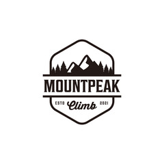 Wall Mural - Vintage adventure badge mountain travel climb hill camp logo design