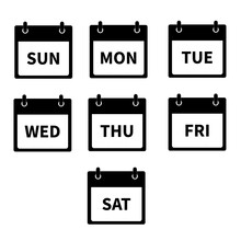 Days Of The Week Icon On White Background. Every Day Week Calendar Sign. Flat Style.