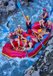 rafting on a stormy mountain river in summer