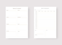 Modern Planner Template Set. Set Of Planner And To Do List. Daily And Weekly Planner Template. Vector Illustration.