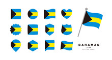  Bahama Flag Icon Set Vector Illustration