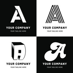 Wall Mural - Black and White Letter A Logo Set