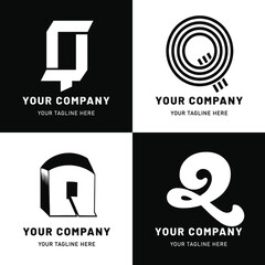 Poster - Black and White Letter Q Logo Set