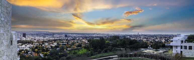 Fototapete - Los Angeles Skyline from Hollywood hills