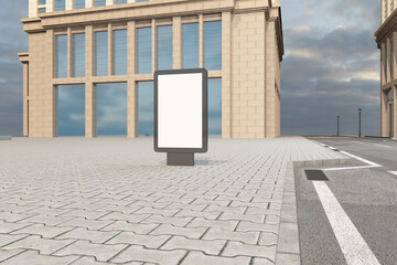 Illustration of a billboard with a white screen on the street
