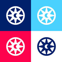 Astrology blue and red four color minimal icon set