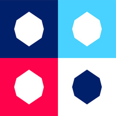 Black Octagon Shape blue and red four color minimal icon set