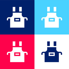 Wall Mural - Apron blue and red four color minimal icon set