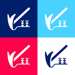 Agriculture blue and red four color minimal icon set