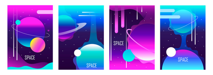 Wall Mural - set of abstract futuristic space backgrounds. template for banner, poster, flyer, brochure, cover, c