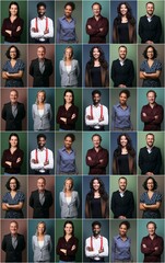 Wall Mural - Group of beautiful people in front of a background