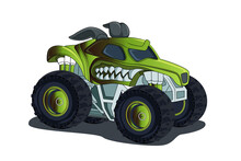 The Real Monster Truck Hand Drawing Illustration