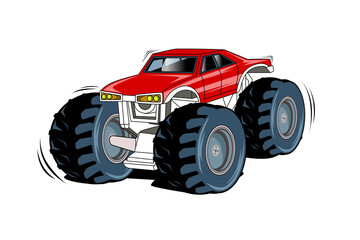 Sticker - the big red monster truck vector