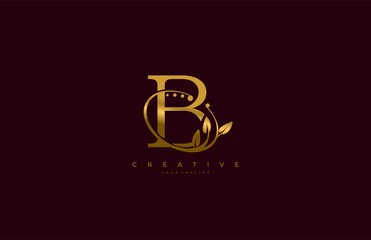 Wall Mural - Golden Beauty Flourishes Initial Typography B Logogram