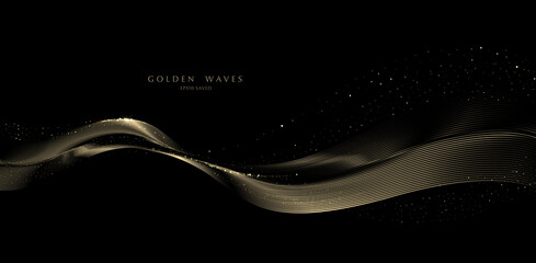 golden wave background, luxury gold lines