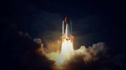 Wall Mural - space shuttle takes off into space. elements of this image furnished by nasa.