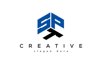 SPT letters creative logo with hexagon	