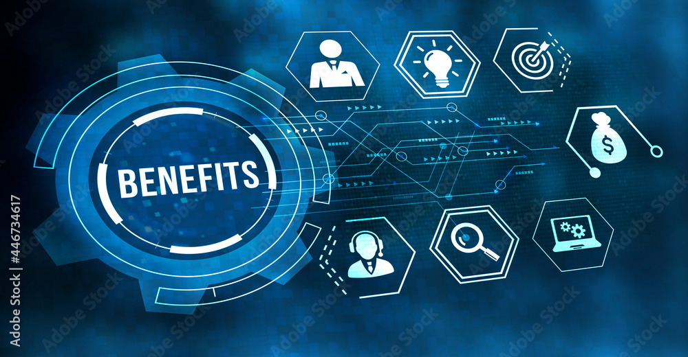 Internet, business, Technology and network concept.Employee benefits help to get the best human resources. Business concept. - obrazy, fototapety, plakaty 