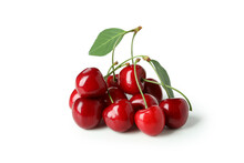 Sweet Red Cherry Isolated On White Background