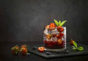 Wall Mural - Strawberry lemonade with honeysuckle and ice.