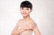 © kitthanes  - Beautiful young asian woman with clean fresh skin on white background, Face care, Facial treatment, Cosmetology, beauty and spa, Asian women portrait.