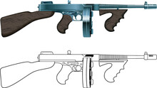 Vintage Thompson Tommy Submachine Gun