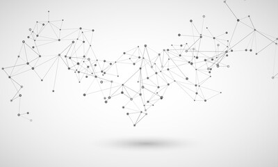 Leinwandbilder - Connections dots with lines. Triangles shapes vector background. Shape science research element design