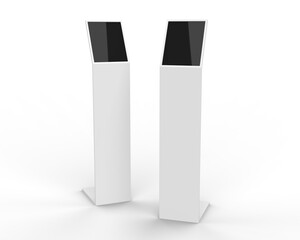 Wall Mural - Acrylic information show electronic display floor stand for branding, 3d illustration