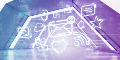 Wall Mural - light corridor modern background. futuristic sci-fi tunnel. 3d rendering