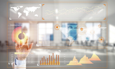 Wall Mural - Concept of using modern technologies for business globalization and networking