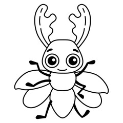 Wall Mural - Coloring Insect for children coloring book.Funny stag beetle in a cartoon style