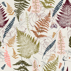 Poster - Fashion vector vintage fern seamless pattern for textile design