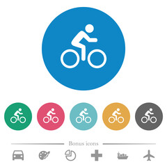 Poster - Bicycle with rider flat round icons