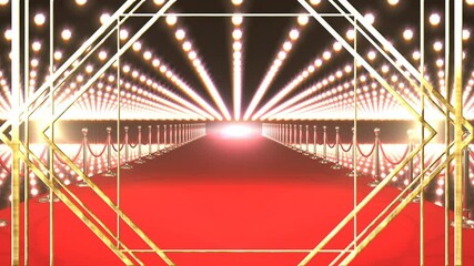 Wall Mural - animation of gold pattern over camera flashes and red carpet venue